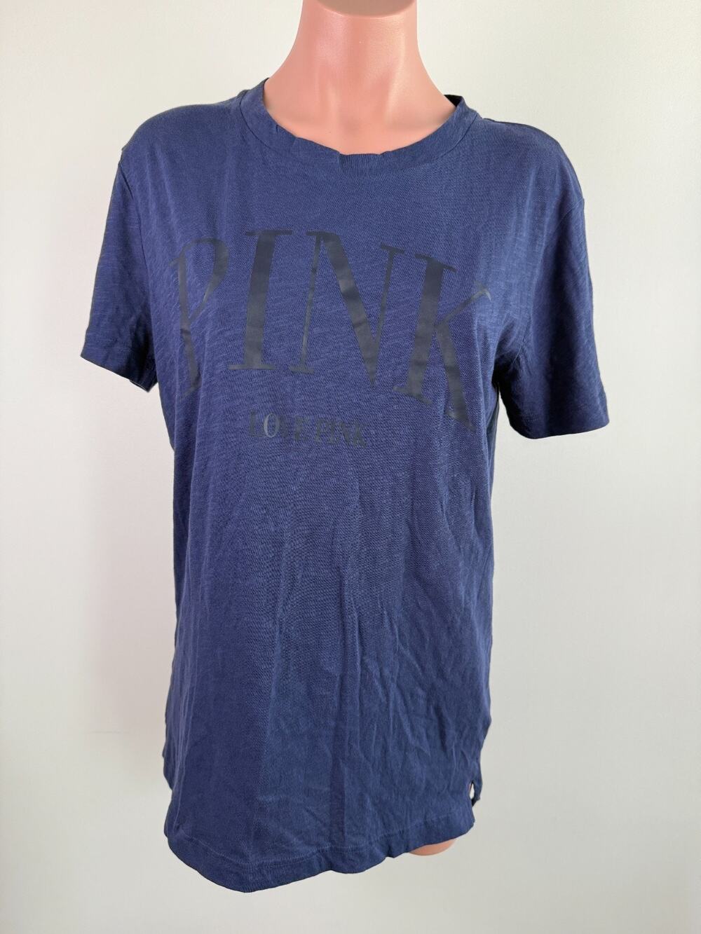 Victoria's Secret PINK Short Sleeve Boyfriend Oversized T-Shirt Blue Size XS NWT
